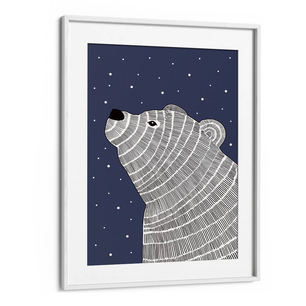 POLA BEAR NIGHT GAZE, KIDS ROOM PAINTINGS create a serene winter vibe with a beautifully designed polar bear.