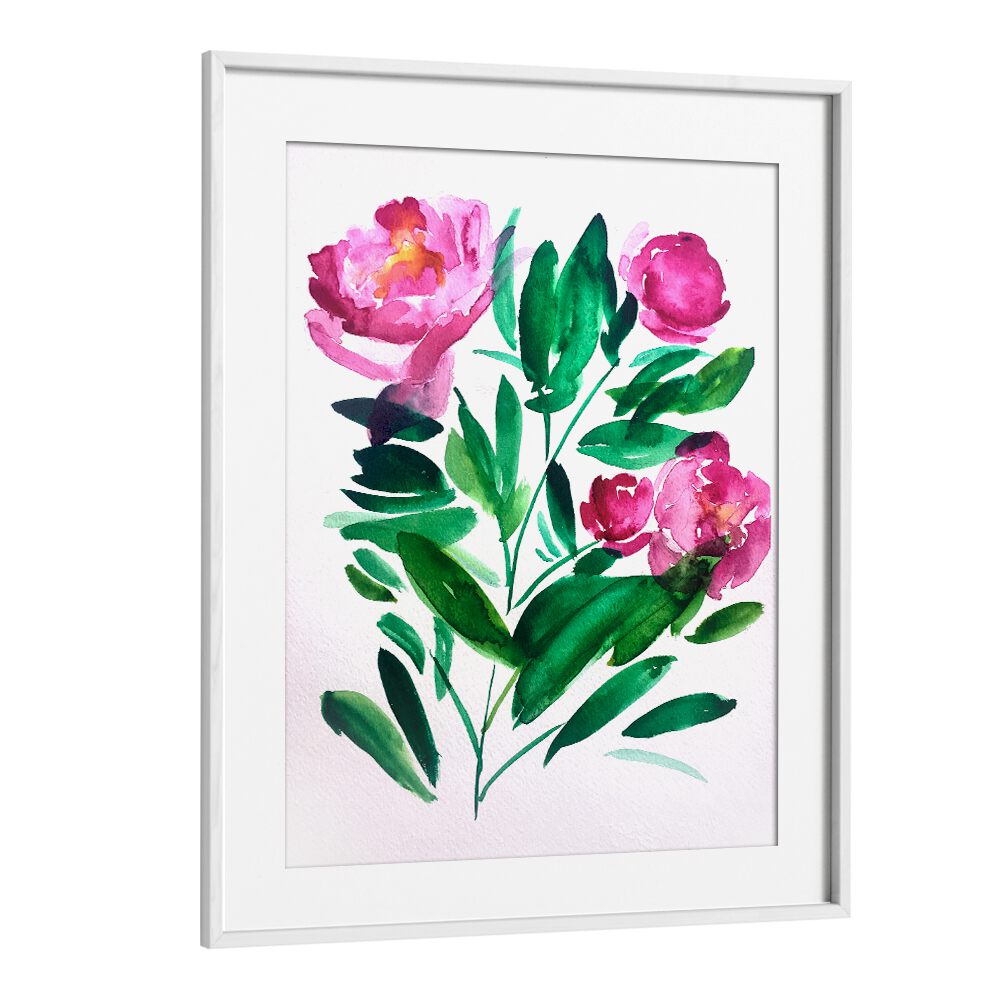 PEONIES III , FLORAL FLOWER PAINTINGS
