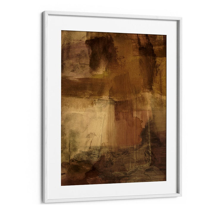 Abstract painting titled "YESTERDAY'S WISHES," featuring warm brown tones, perfect for modern decor.
