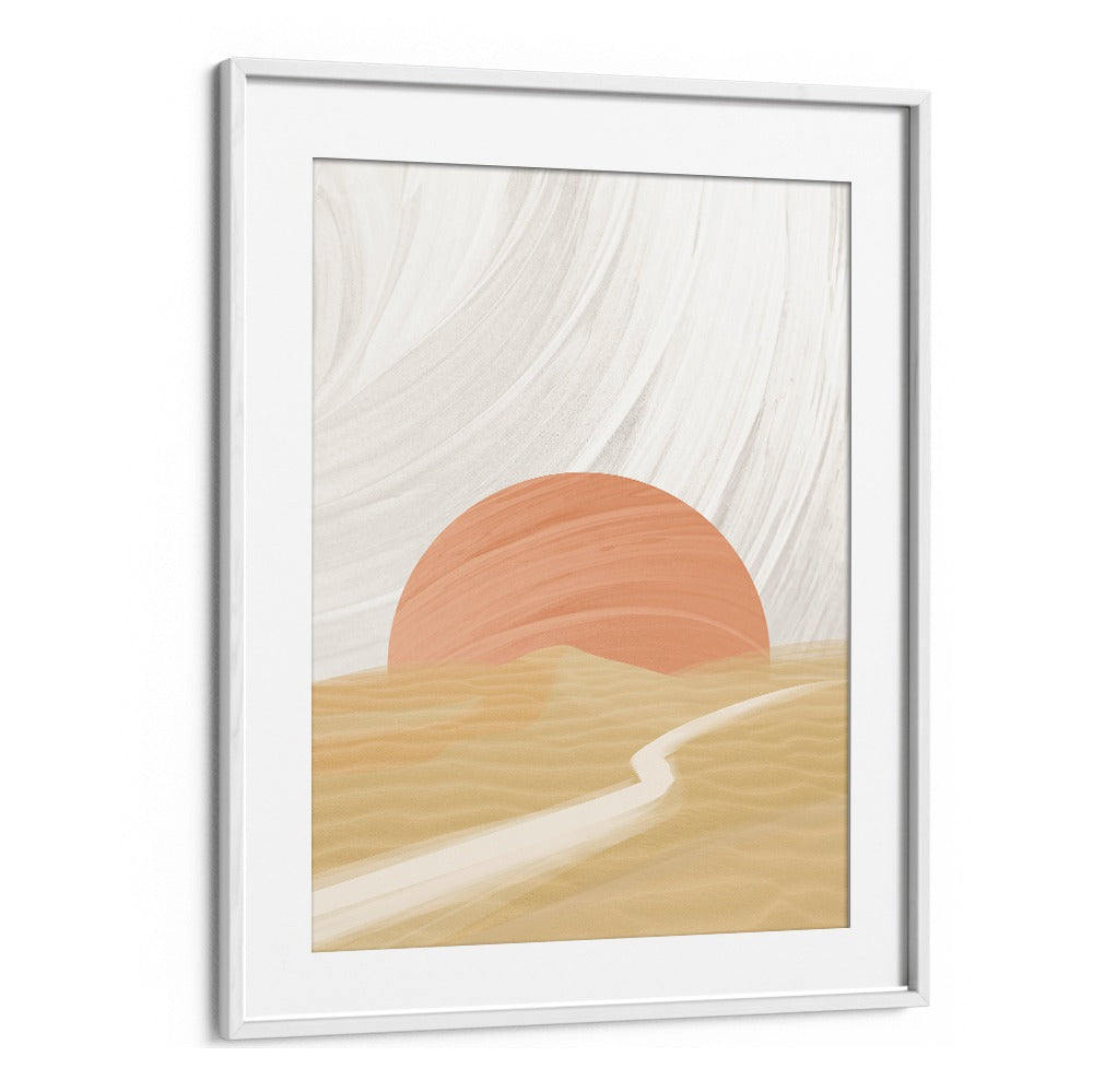 Elegant SARAH, LANDSCAPE PAINTINGS featuring a serene sunset and flowing lines, perfect for modern decor.