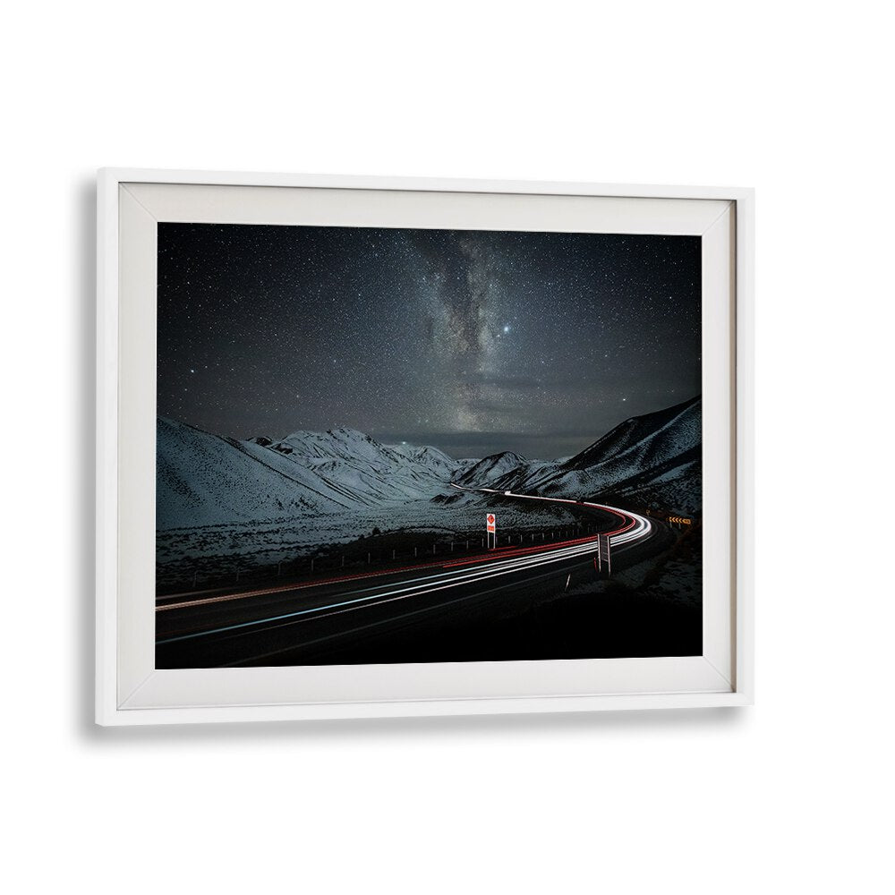 Stunning landscape featuring a winding road and starry sky, perfect for HIGHWAY TO HEAVEN, PHOTOGRAPHY PRINTS decor.