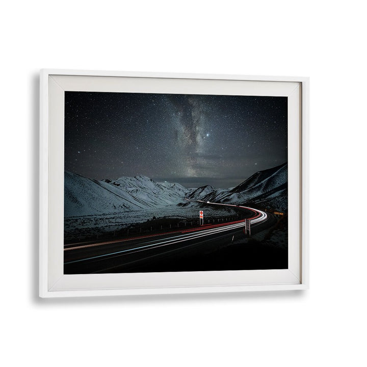 Stunning landscape featuring a winding road and starry sky, perfect for HIGHWAY TO HEAVEN, PHOTOGRAPHY PRINTS decor.