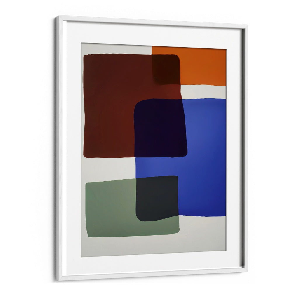 Bold geometric color blocks in OUT OF THE BOX, ABSTRACT PAINTINGS add vibrant modern art style to any room at White Mount.