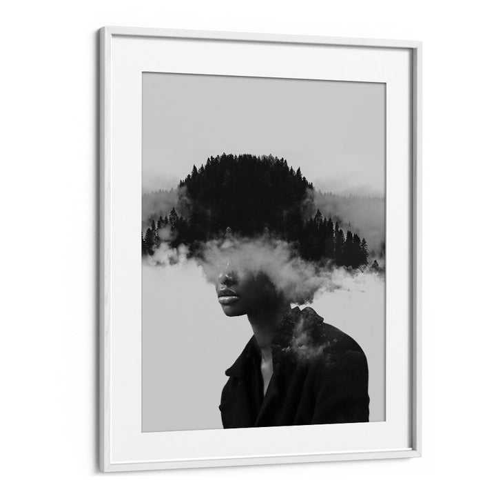 Surreal art print "FOGGY THOUGHTS" blends mental clarity with dreamy landscapes for a unique decor piece.