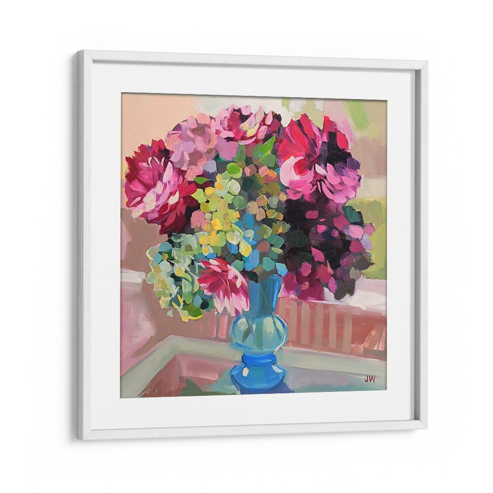 Vibrant SOUTH CAROLINA, FLORAL FLOWER PAINTINGS showcase abstract blossoms, perfect for brightening any room.