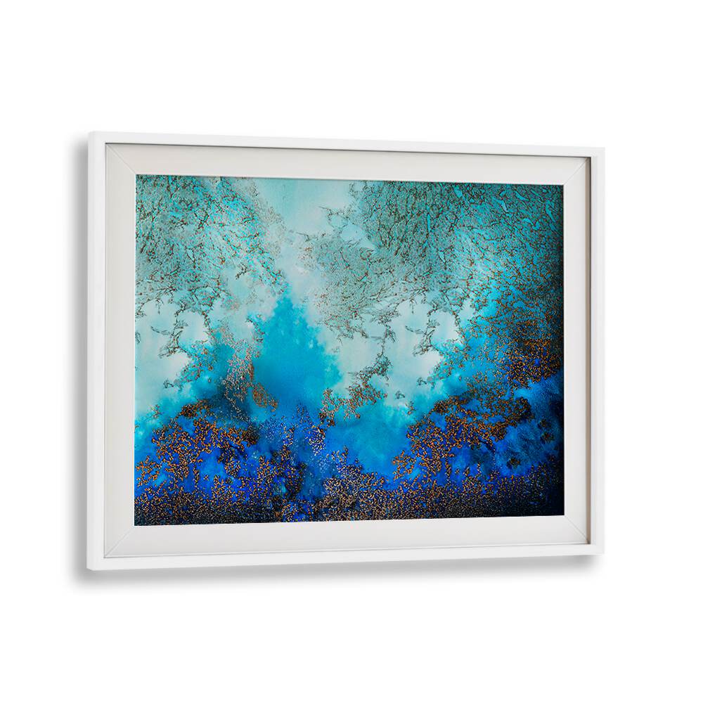 Vibrant BLUE WATERS, ABSTRACT PAINTINGS feature deep blues and soft whites, perfect for transforming your space.