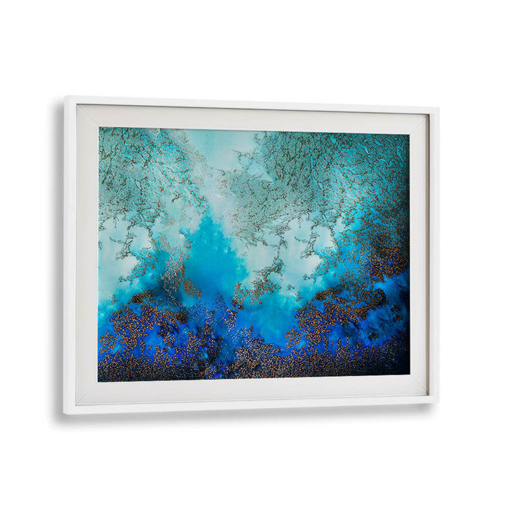 Vibrant BLUE WATERS, ABSTRACT PAINTINGS feature deep blues and soft whites, perfect for transforming your space.