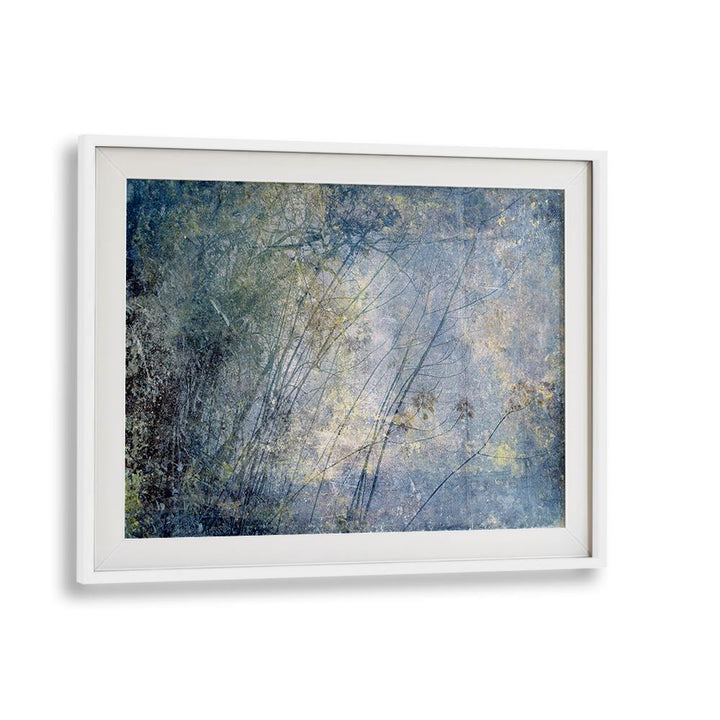 Elegant HIGH SIERRA I, ABSTRACT PAINTINGS showcasing textured blues and greens in a chic white frame. Perfect decor piece.