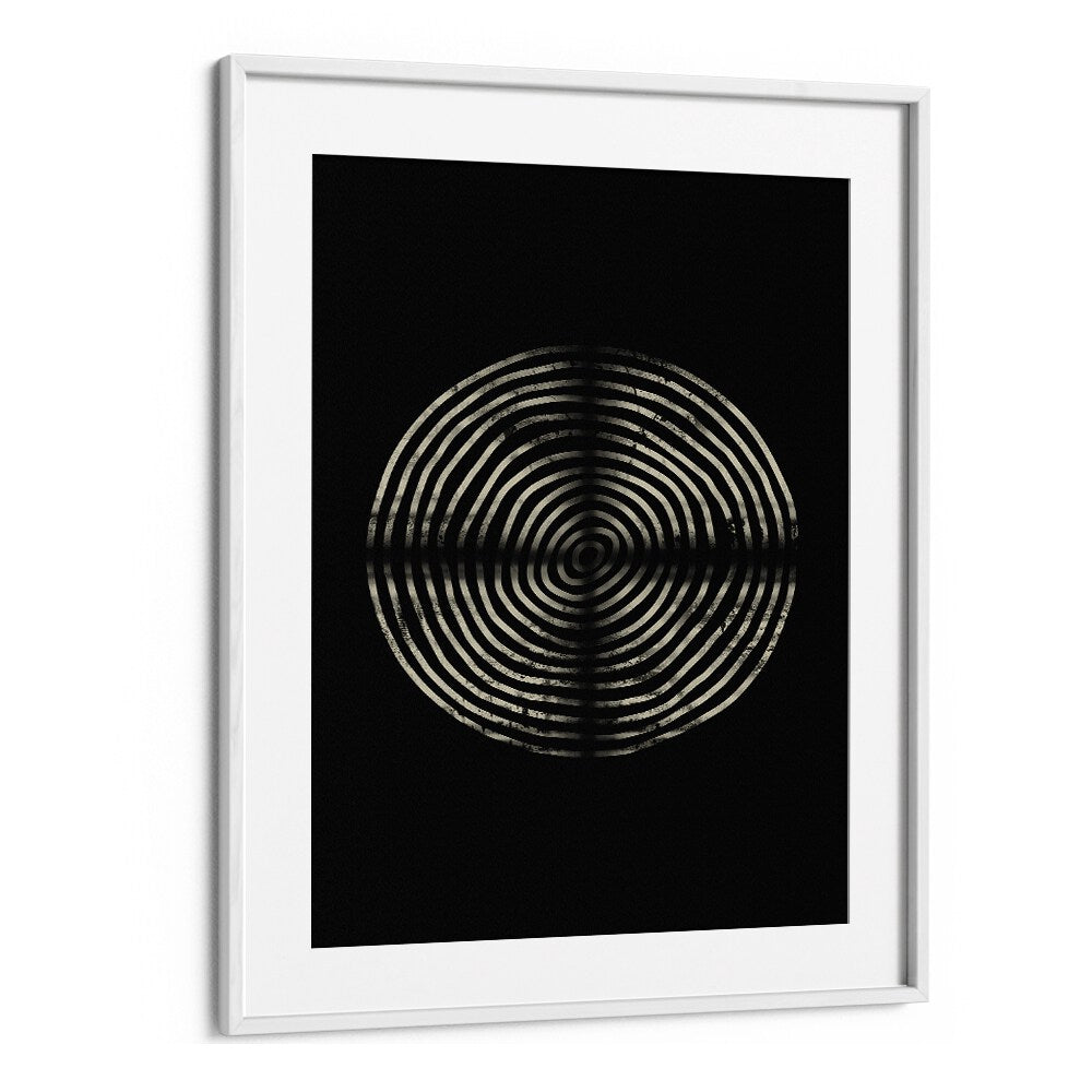 Stunning NIGHTSHIFT ABSTRACTION, GEOMETRIC ART PRINTS featuring bold circular patterns in a sleek frame. Transform your space!