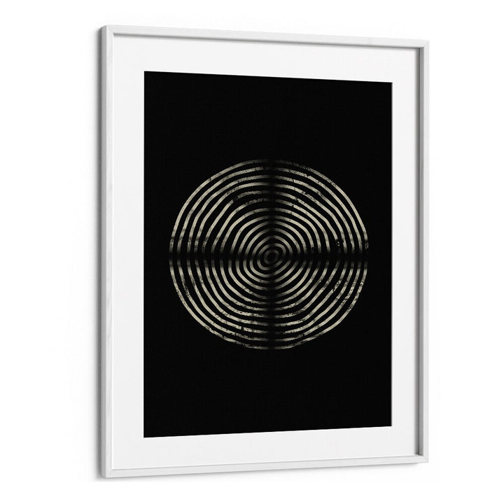 Stunning NIGHTSHIFT ABSTRACTION, GEOMETRIC ART PRINTS featuring bold circular patterns in a sleek frame. Transform your space!