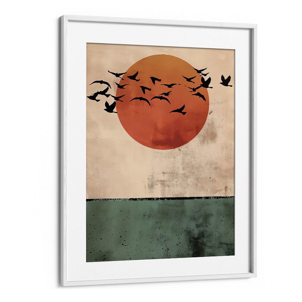 BIRDS FLYING IN THE SUNSET BY ANDREAS MAGNUSSON, LANDSCAPE ART PRINTS , LANDSCAPE PAINTINGS