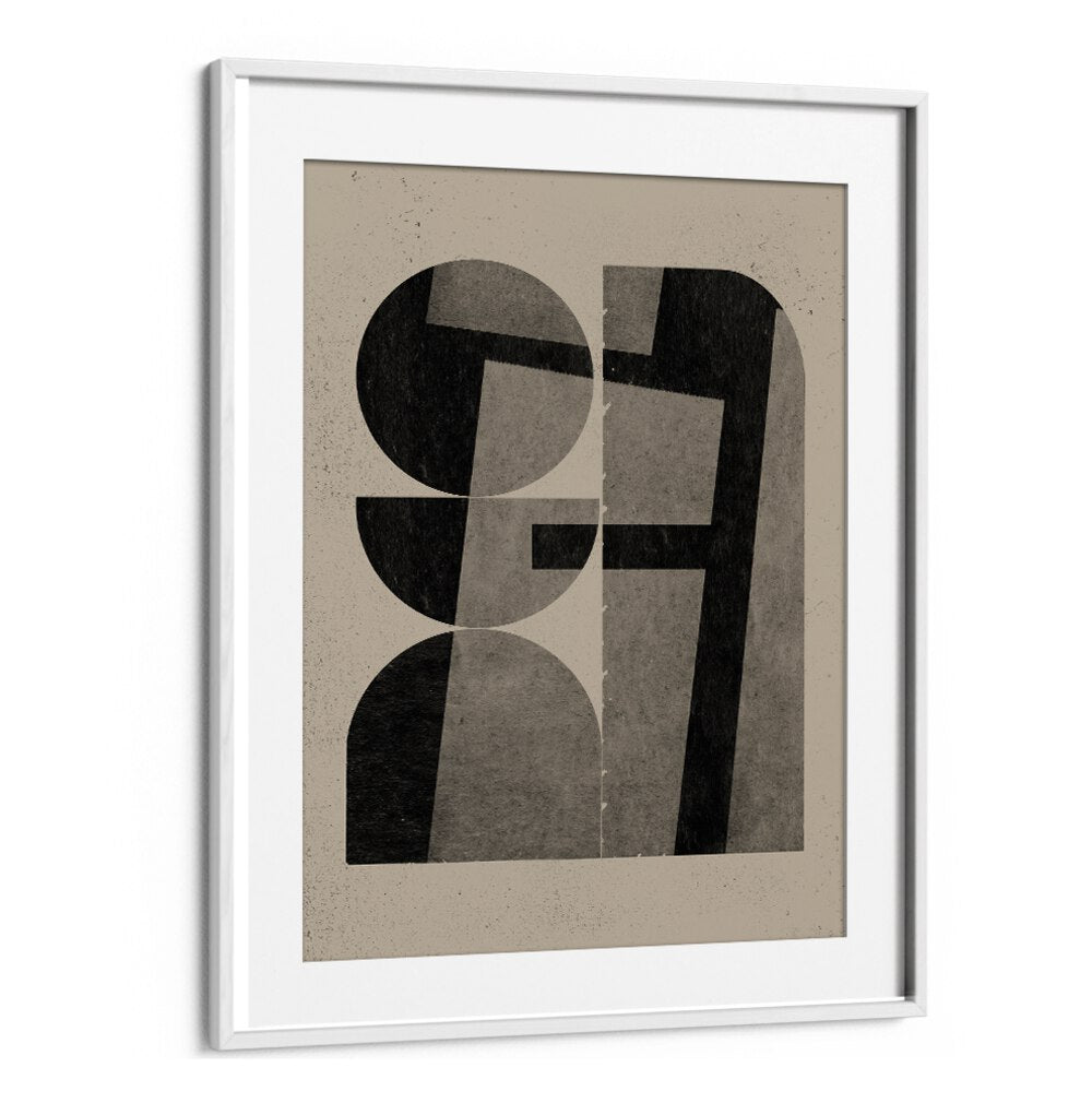 PAPER CUT NO.7, GEOMETRIC ART PRINTS features striking black and beige abstract designs, perfect for modern decor.