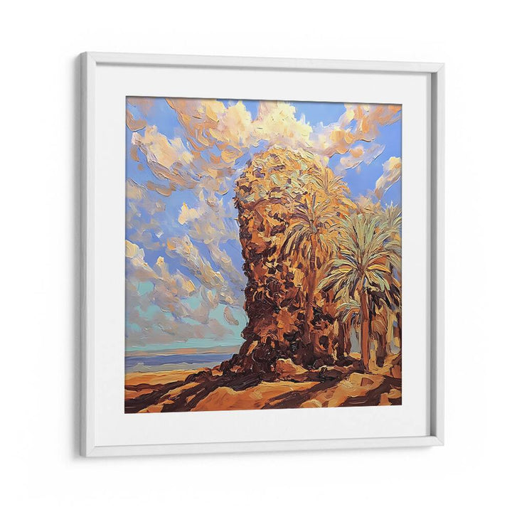 Luxurious artwork "PALMS BY THE SEA" brings coastal tranquility to your home décor with stunning beachside serenity.