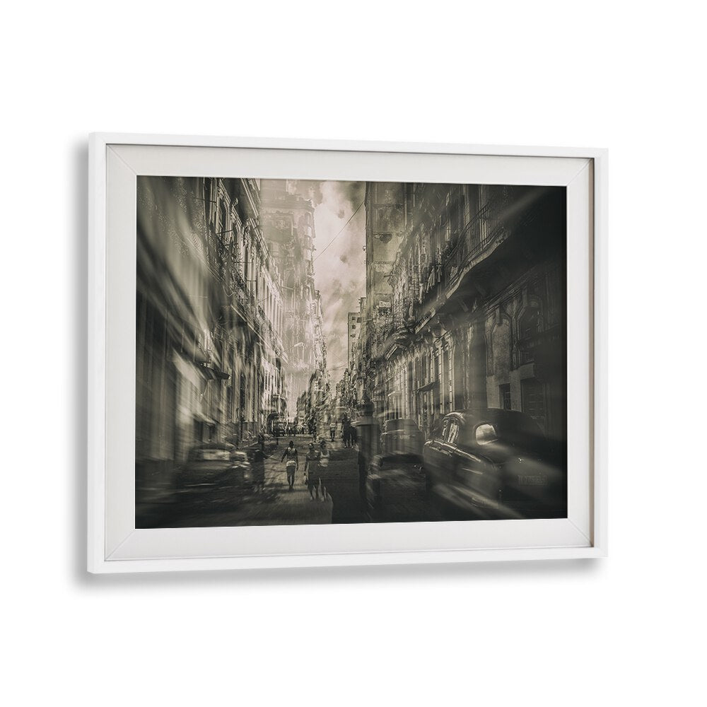 Fine art LA HABANA, PHOTOGRAPHY PRINTS showcasing vibrant street life and rich history of Havana in a stylish frame.