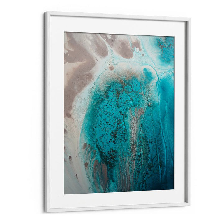 Vibrant CORAL SEA FLOW, ABSTRACT PAINTINGS in a sleek frame, perfect for transforming your living space.
