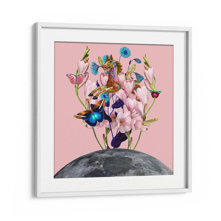 FLYING HORSE OVER THE MOON , SURREAL ART PRINTS