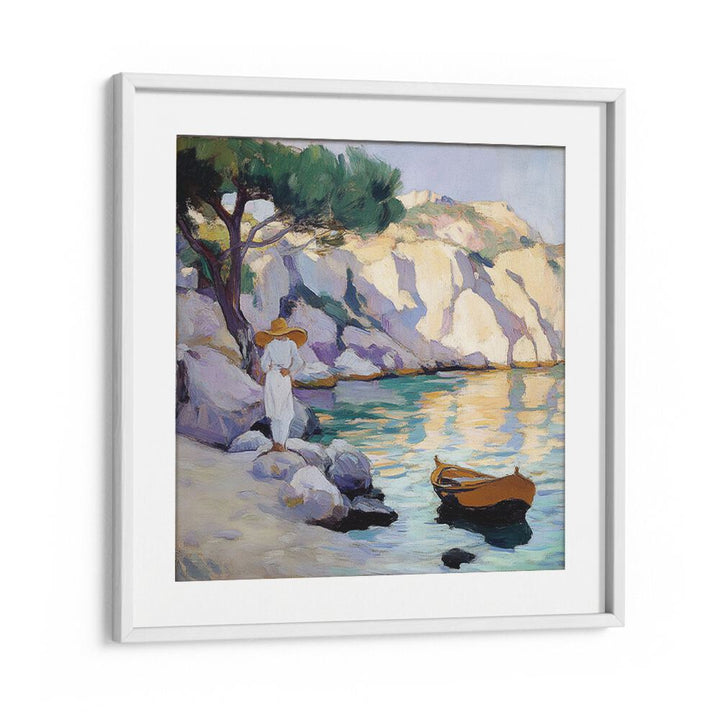 Elegant scene of a WOMAN BY THE SEA, embodying tranquility and freedom, perfect for a refreshing fragrance experience.