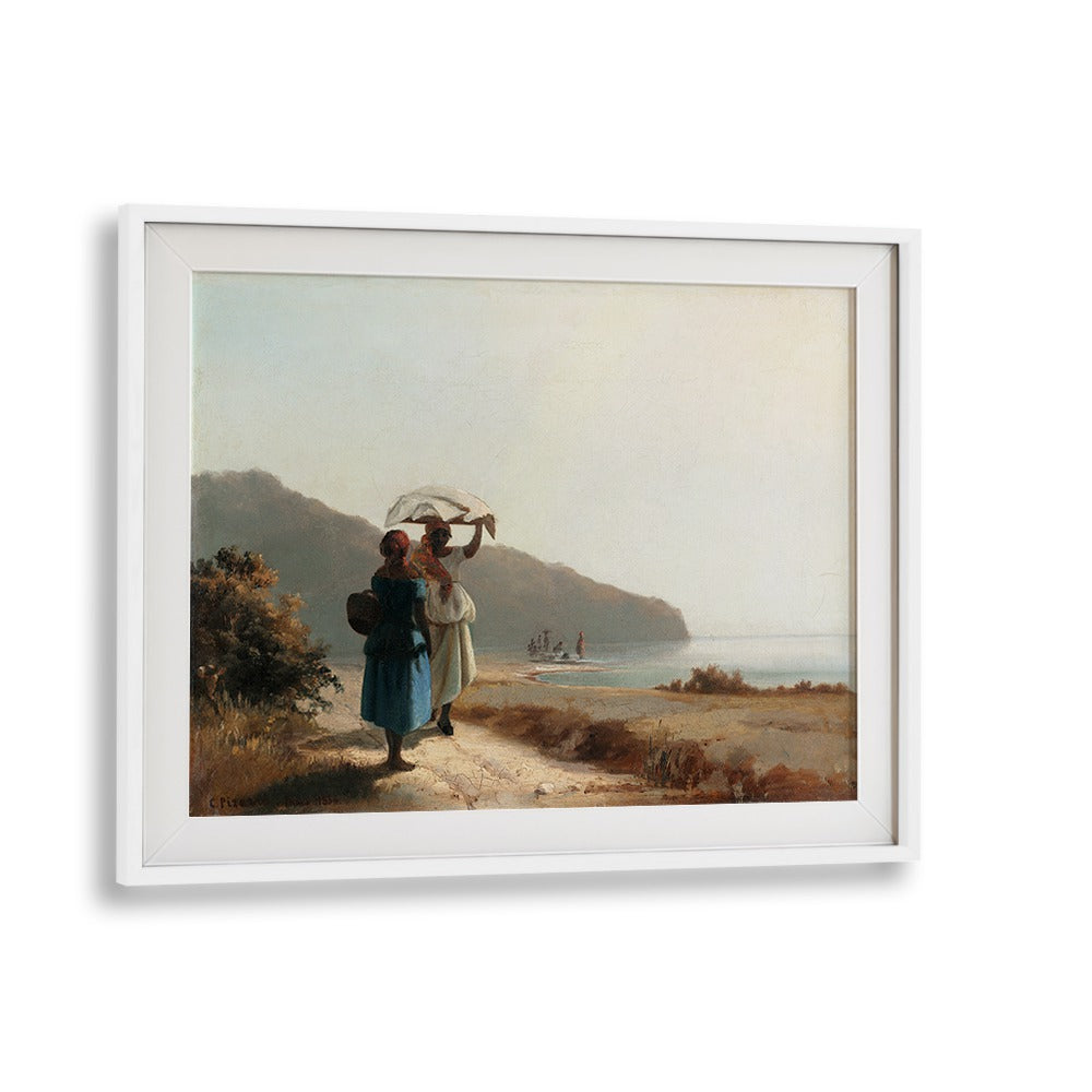 TWO WOMEN CHATTING BY THE SEA, ST. THOMAS (1856) , VINTAGE PAINTINGS