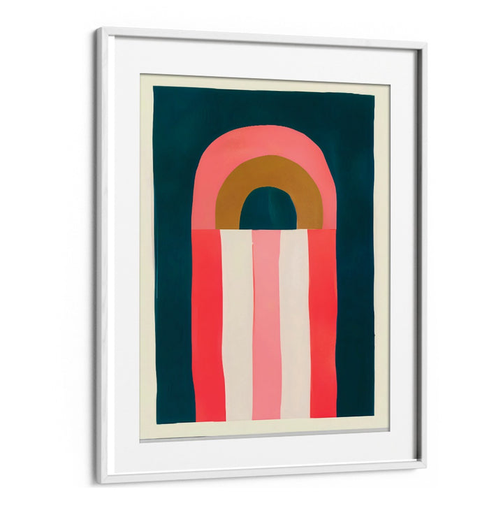 GOLDEN HOUR , GEOMETRIC ART PRINTS featuring bold arches and vertical stripes in warm and deep contrasting colors by Whitemount.