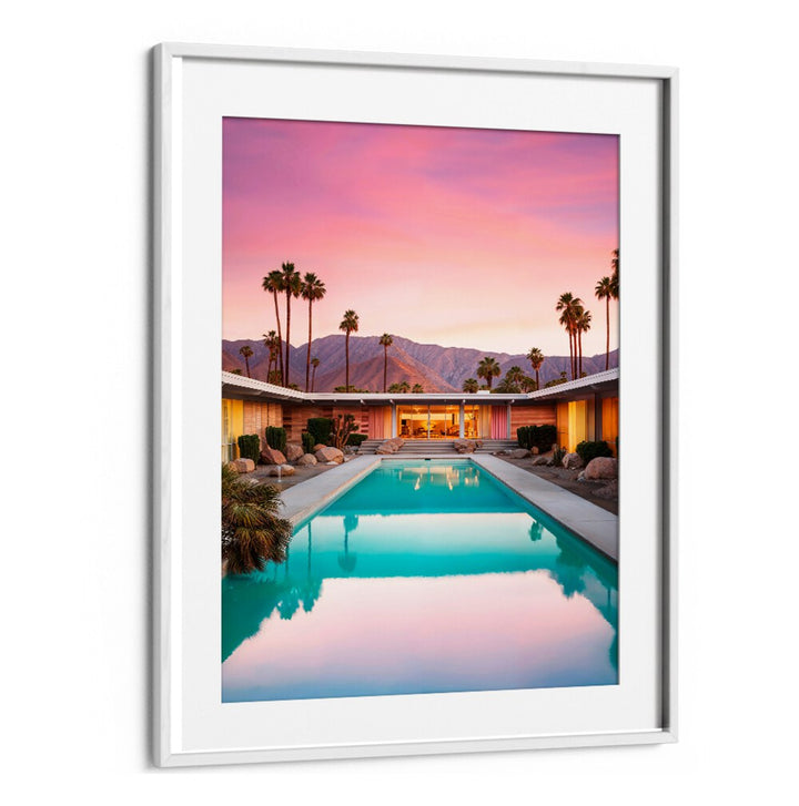 Stunning MID-CENTURY POOL, BEACH PAINTINGS by Philippe Hugonnard, showcasing retro elegance and vibrant colors.