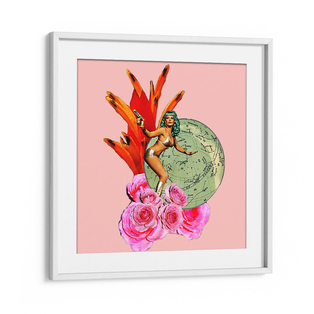 Vibrant GIRL POWER IV, PORTRAITS artwork showcasing empowerment with floral elements, perfect for modern decor.