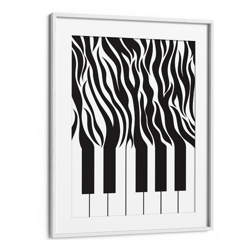 ZEBRA PIANO PRINT BLACK AND WHITE BY SARAH MANOVSKI, ART PRINT