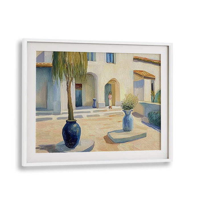 Elegant HOUSE IN A COURTYARD artwork featuring modern comfort and traditional charm, perfect for any space.