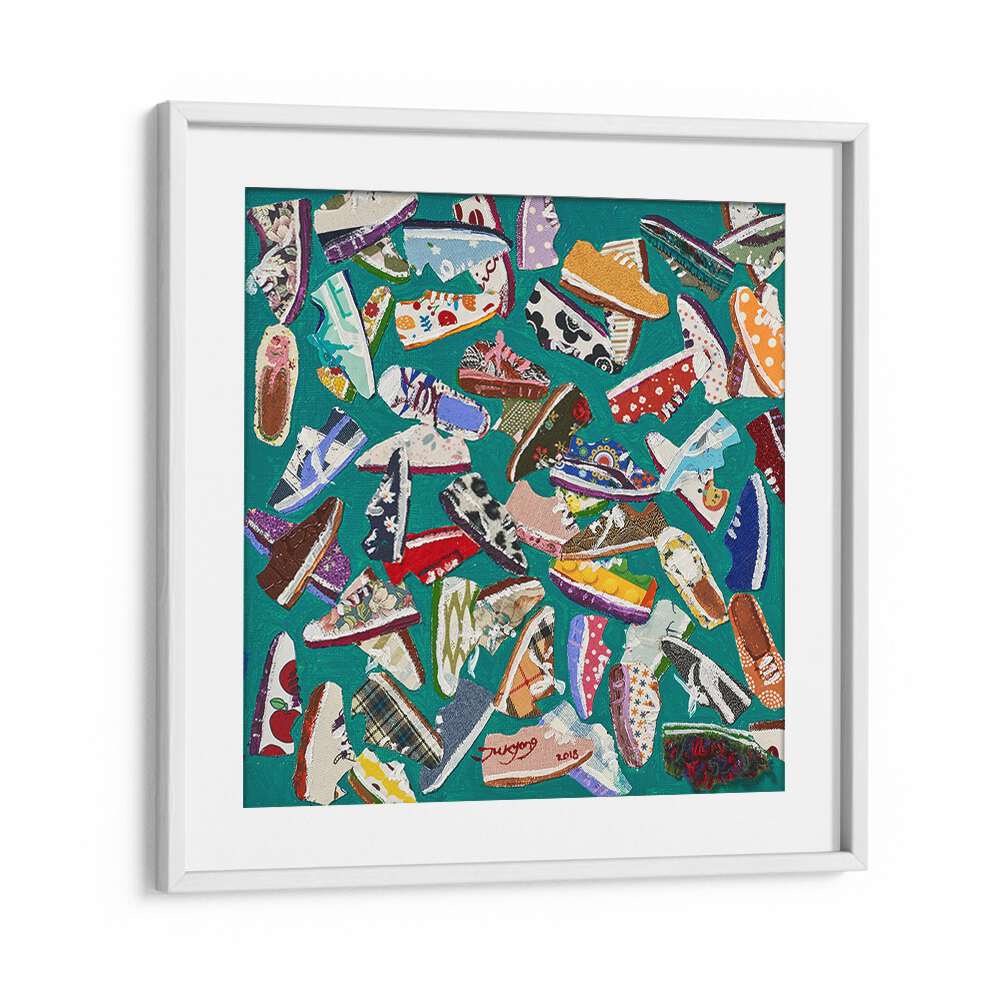 Colorful collage of stylish shoes featured in SHOES, FASHION POSTERS, perfect for trendy home decor.