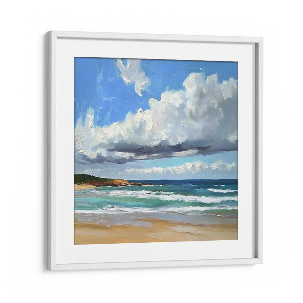 Serene CLOUDY DAY AT THE BEACH artwork, capturing coastal tranquility and perfect for your beach decor collection.