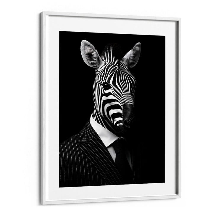 Stylishly designed WILD SUITS - ZEBRA, ANIMAL PAINTINGS showcasing a zebra in a tailored suit by Philippe Hugonnard.