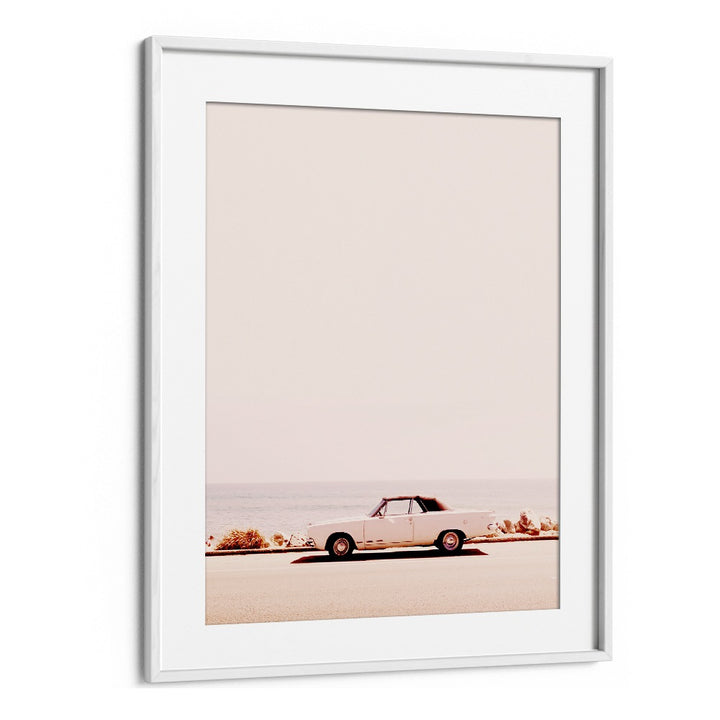 Stylish CALIFORNIA COAST, CAR POSTERS featuring a vintage car along the scenic coastline, perfect for home decor.