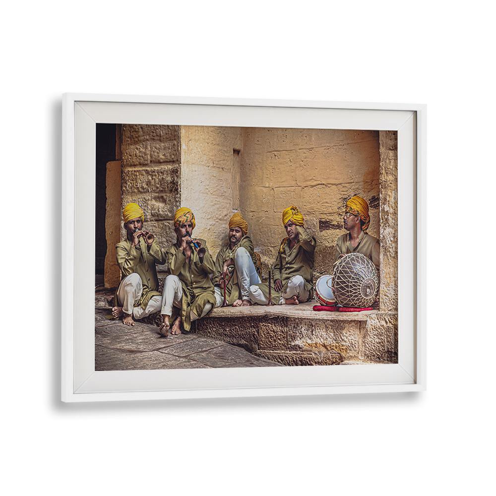 Captured musicians in vibrant attire showcase culture with TIRED BAND, PHOTOGRAPHY PRINTS, perfect for art lovers.