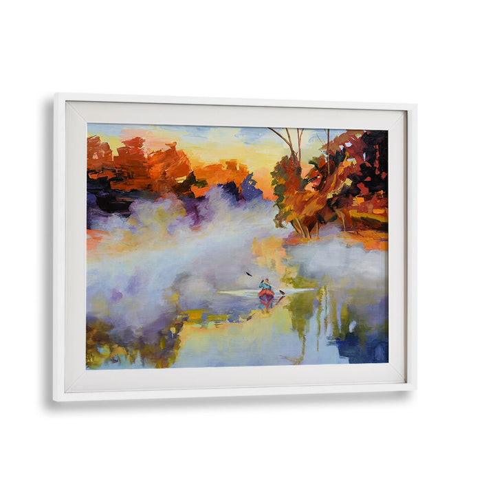 PADDLING IN THE MIST , LANDSCAPE PAINTINGS