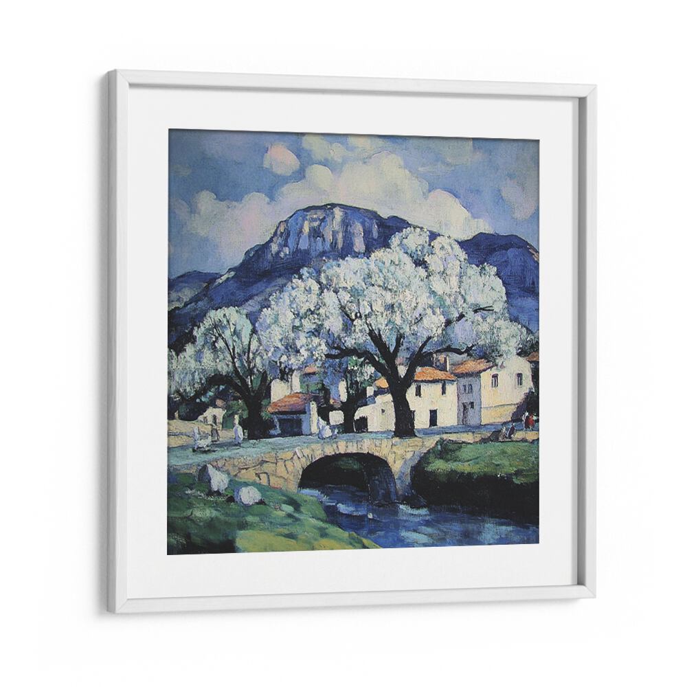 Captivating BRIDGE OVER A STREAM artwork, enhancing home decor with serene landscapes and artistic craftsmanship.