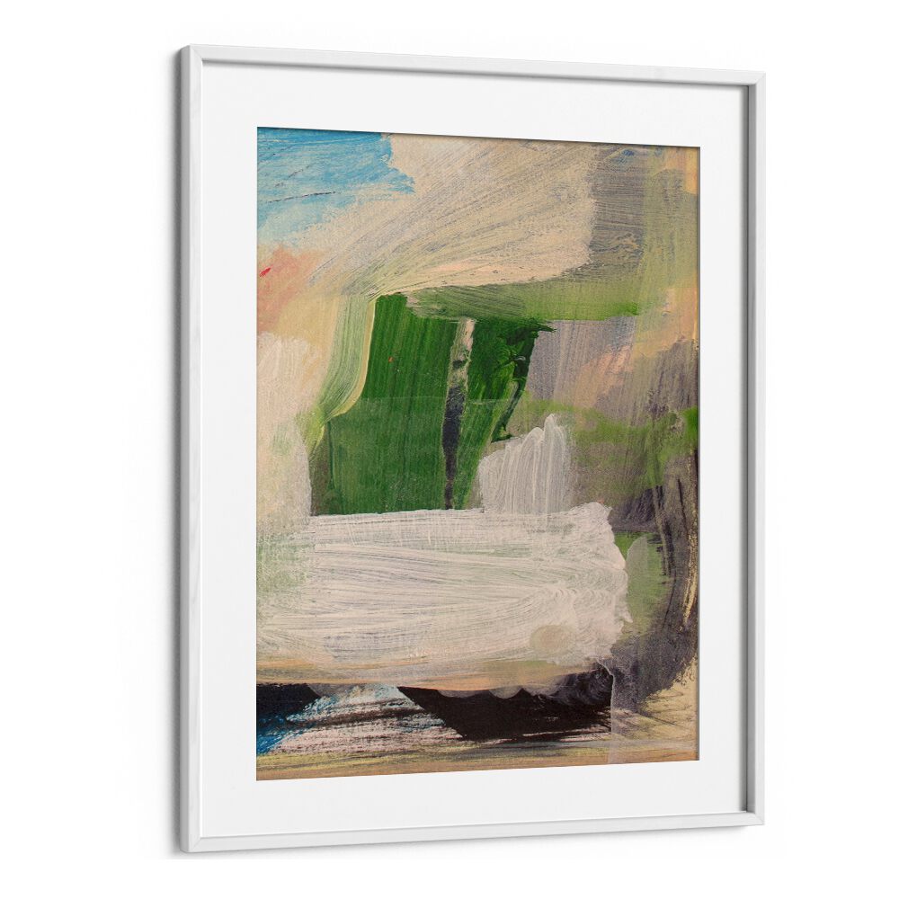 Framed SERENE BRUSHSTROKES, ABSTRACT PAINTINGS showcasing soothing colors and dynamic brushwork for elegant decor.