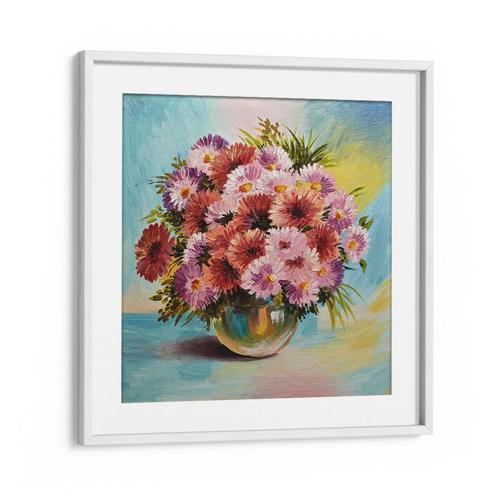 Floral Duets iii Vintage European Paintings in White Frame With Mount