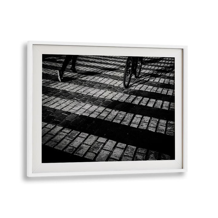 Elegant RUN A BIKE, PHOTOGRAPHY PRINTS showcasing dynamic bike motion on cobblestone, perfect for art lovers.