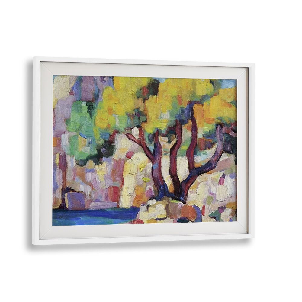 Beautiful artwork titled TREE BY THE WATER, enhancing outdoor decor with vibrant colors and natural artistry.