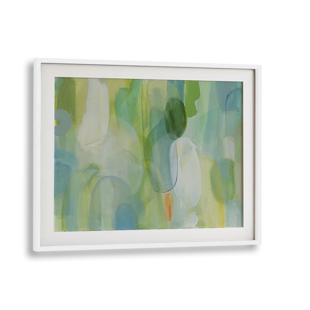Vibrant GREEN BLUE ABSTRACT painting enhancing living spaces with dynamic brush strokes and exquisite hues.
