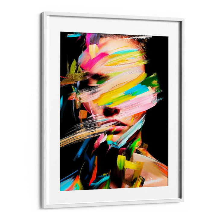 Colorful brush strokes create a striking effect on the FACELESS I, ABSTRACT PAINTINGS by Philippe HUGONNARD.