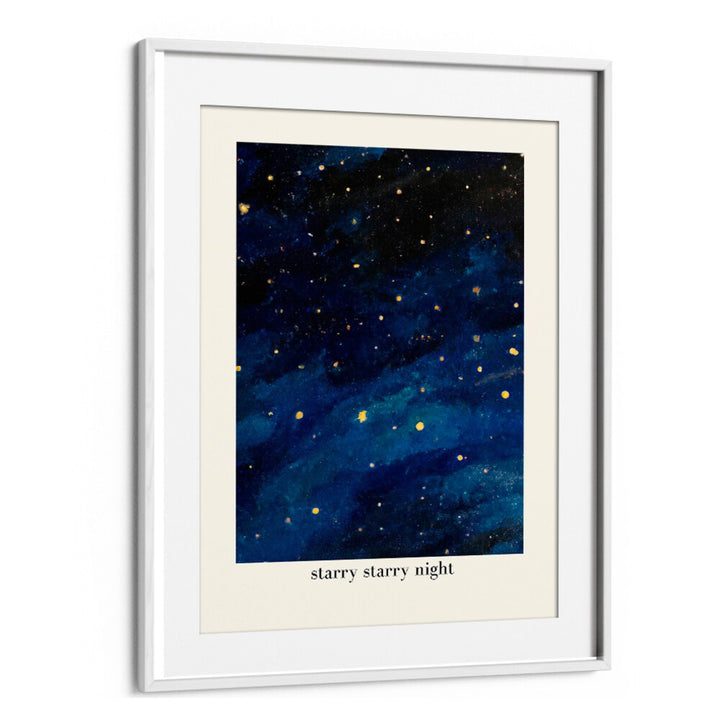 STARRY STARRY NIGHT , KIDS ROOM PAINTINGS featuring a framed dark blue star-filled sky for kids' room decor.