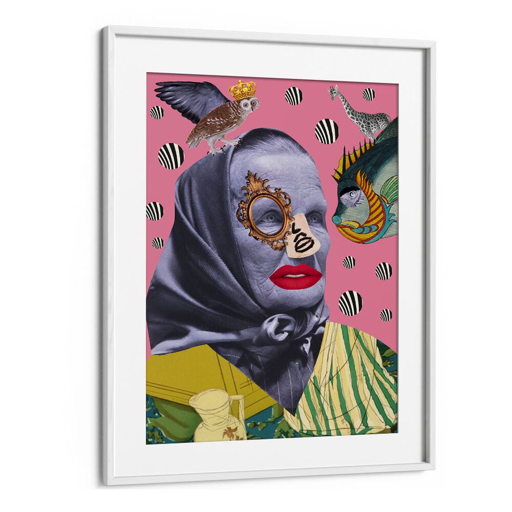 Surreal art print titled GRANDMOTHER, showcasing unique craftsmanship and vibrant colors, perfect for family heritage.