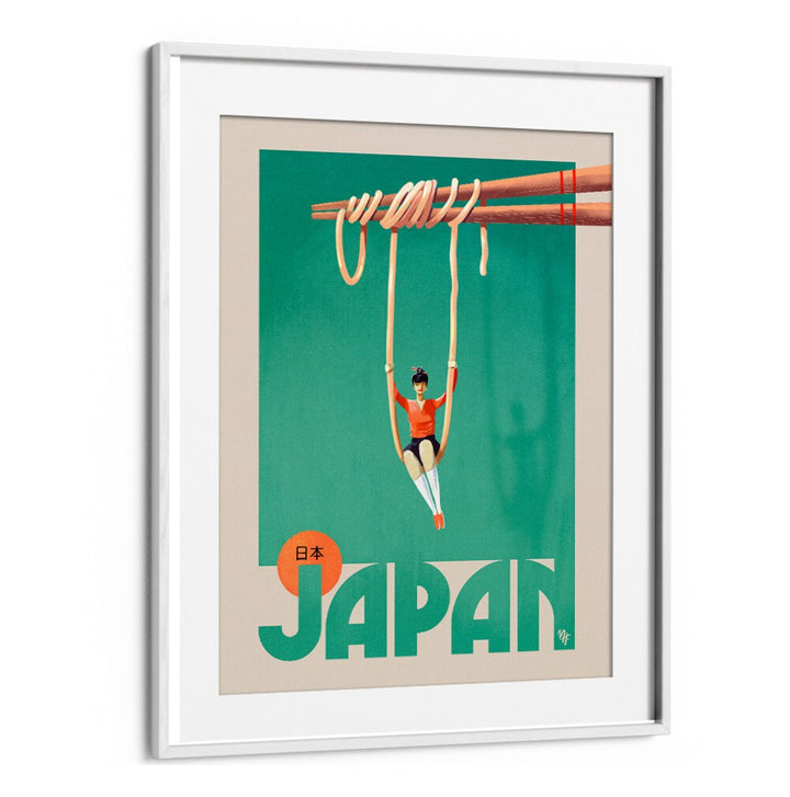 Colorful JAPAN NOODLES, BAR & CAFE ART print featuring noodles and a playful design, perfect for culinary enthusiasts.