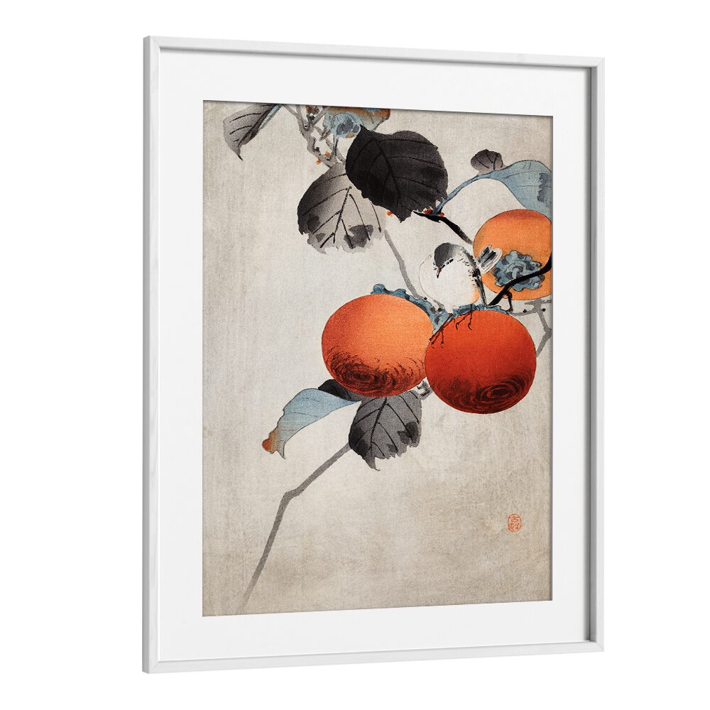 NUTHATCHER ATOP PERSIMMONS (CA. 1910)  , JAPANESE PAINTINGS , JAPANESE ART PRINTS