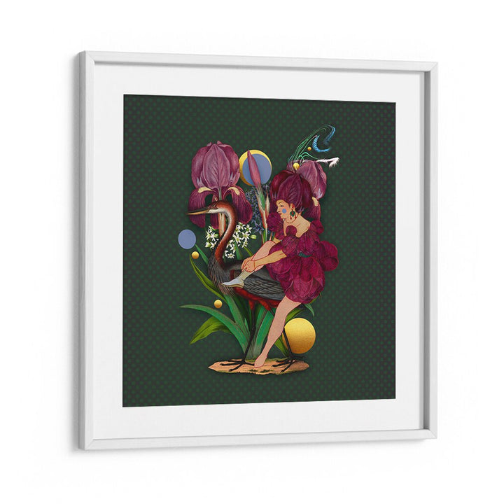 Whimsical ENCHANTED FOREST X, PORTRAITS featuring vibrant florals and a magical figure, perfect for any art lover.