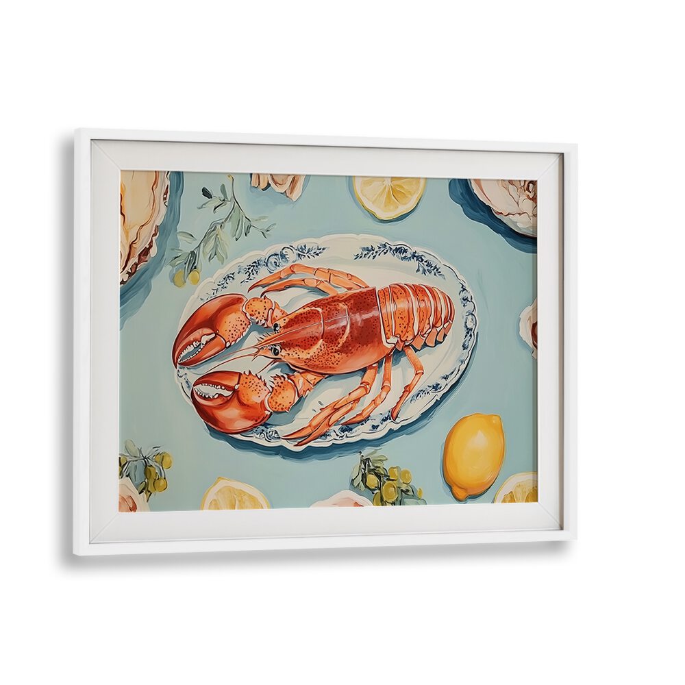Vibrant GOURMET LOBSTER FEAST kitchen poster showcasing fresh lobster and lemon, perfect for culinary enthusiasts.