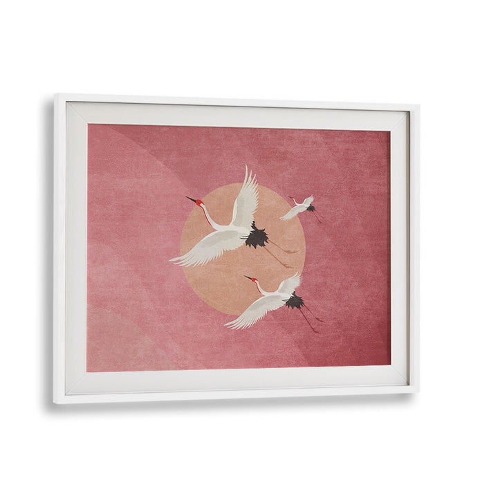Elegant CRANE, ANIMAL PAINTINGS by Emel Tunaboylu, showcasing graceful cranes against a beautiful pink backdrop.