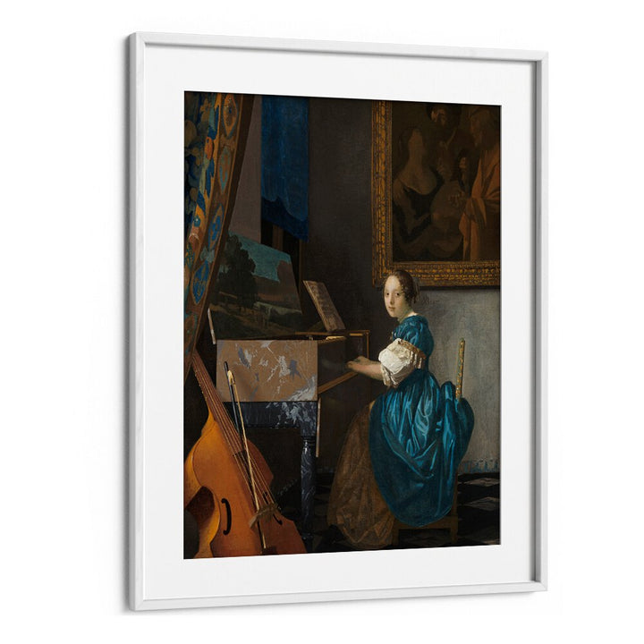 YOUNG WOMAN SEATED AT A VIRGINAL (CA. 1670–1672)  BY JOHANNES VERMEER, VINTAGE PAINTINGS