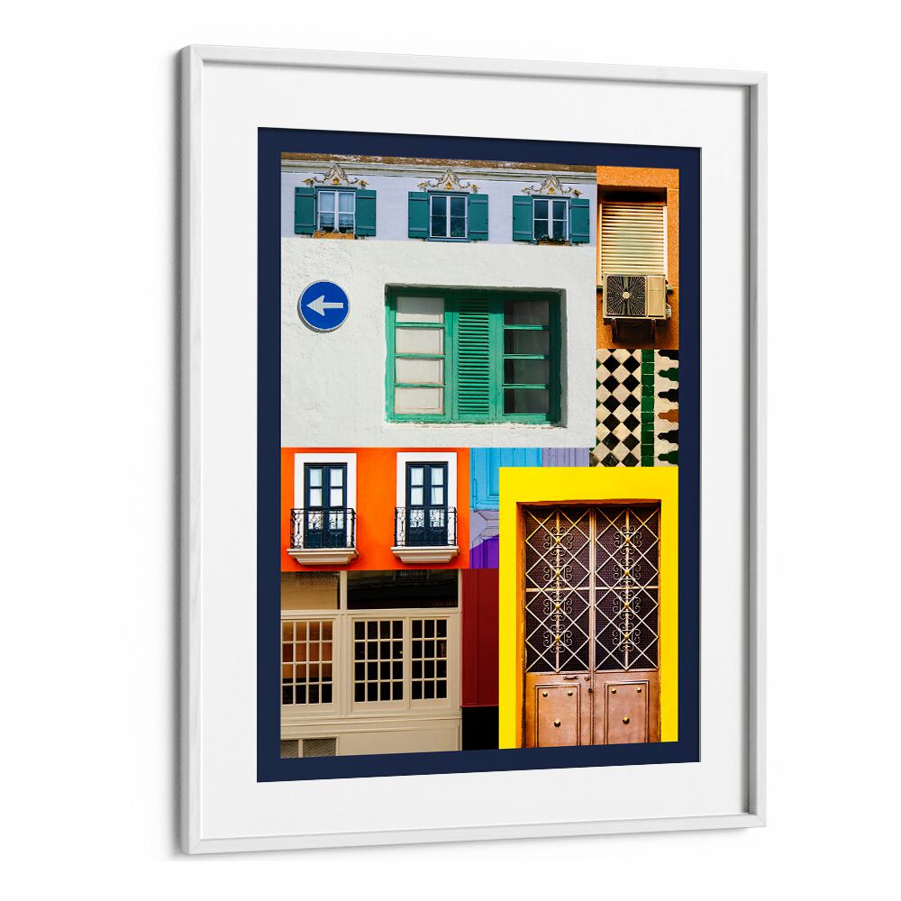 Colorful collage of architectural designs in a frame, perfect for inspiring creativity with ARCH LEGO, WALL ART PRINTS.