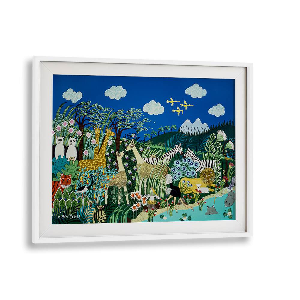 Colorful A WINDY DAY, KIDS ROOM PAINTINGS bring adventure and joy to your child's room with vibrant animal scenes.